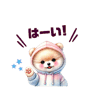 ふわふわポメラニアン パーカー編（個別スタンプ：5）