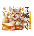 ずっと使える猫とウサギの春の花スタンプ（個別スタンプ：14）