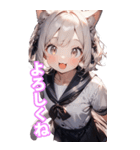 ゆるふわ猫ガールちゃん 学校Ver BIG（個別スタンプ：2）