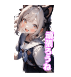 ゆるふわ猫ガールちゃん 学校Ver BIG（個別スタンプ：3）