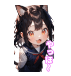 ゆるふわ猫ガールちゃん 学校Ver BIG（個別スタンプ：4）