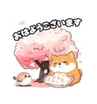 春の挨拶♪しばいぬの「すやきち」（個別スタンプ：14）