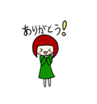 かわいいみどりの女の子のスタンプです（個別スタンプ：12）