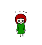かわいいみどりの女の子のスタンプです（個別スタンプ：14）