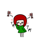 かわいいみどりの女の子のスタンプです（個別スタンプ：16）