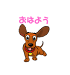 ダックスフンドの【あいさつスタンプ】（個別スタンプ：3）