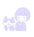 姫カットの女の子とハチワレねこ（個別スタンプ：4）