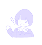 姫カットの女の子とハチワレねこ（個別スタンプ：6）