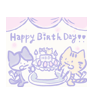 姫カットの女の子とハチワレねこ（個別スタンプ：8）