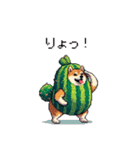 春を迎えるサボテン太っちょ柴犬（個別スタンプ：34）