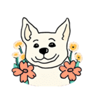 子犬と花（個別スタンプ：1）