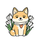 子犬と花（個別スタンプ：6）