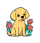 子犬と花（個別スタンプ：8）