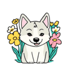 子犬と花（個別スタンプ：10）