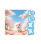 【動く】春♡桜舞う♡チャシロ子猫（個別スタンプ：7）