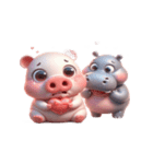 カバとピンクブタ こっそり愛してる（個別スタンプ：1）