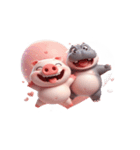 カバとピンクブタ こっそり愛してる（個別スタンプ：3）