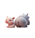 カバとピンクブタ こっそり愛してる（個別スタンプ：4）