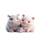 カバとピンクブタ こっそり愛してる（個別スタンプ：9）