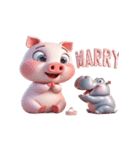 カバとピンクブタ こっそり愛してる（個別スタンプ：17）