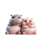 カバとピンクブタ こっそり愛してる（個別スタンプ：22）