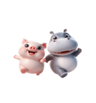 カバとピンクブタ こっそり愛してる（個別スタンプ：24）
