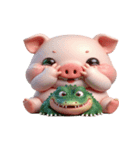 ピンクブタ＆ワニ べたべたカップル（個別スタンプ：22）