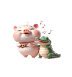 ピンクブタ＆ワニ べたべたカップル（個別スタンプ：26）