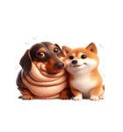 ダックスフント＆柴犬 ずっと一緒（個別スタンプ：1）