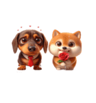 ダックスフント＆柴犬 ずっと一緒（個別スタンプ：3）