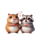 カピバラ＆アライグマ 甘えん坊（個別スタンプ：1）