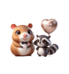 カピバラ＆アライグマ 甘えん坊（個別スタンプ：5）