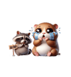 カピバラ＆アライグマ 甘えん坊（個別スタンプ：22）