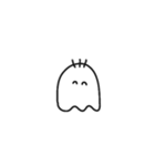 白黒でシンプルなおばけ（個別スタンプ：38）