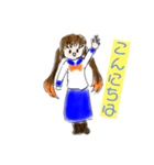 可愛いシンプルイラストみかんちゃん（個別スタンプ：1）