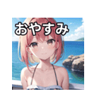 夏の海と可愛い彼女（個別スタンプ：7）