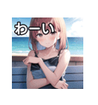 夏の海と可愛い彼女（個別スタンプ：14）