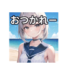 夏の海と可愛い彼女（個別スタンプ：35）