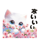 可愛い白子猫とピンクの桜/春のスイーツ（個別スタンプ：14）