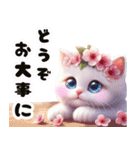 可愛い白子猫とピンクの桜/春のスイーツ（個別スタンプ：22）