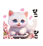 可愛い白子猫とピンクの桜/春のスイーツ（個別スタンプ：26）