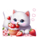 可愛い白子猫とピンクの桜/春のスイーツ（個別スタンプ：32）