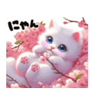可愛い白子猫とピンクの桜/春のスイーツ（個別スタンプ：37）