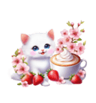 可愛い白子猫とピンクの桜/春のスイーツ（個別スタンプ：38）