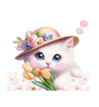 可愛い白子猫とピンクの桜/春のスイーツ（個別スタンプ：40）