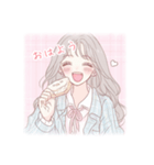 かわいいファンシーイラストのカップル（個別スタンプ：1）