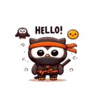 かわいい忍者のフクロウのスタンプ 001（個別スタンプ：1）