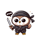 かわいい忍者のフクロウのスタンプ 001（個別スタンプ：16）