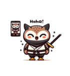 かわいい忍者のフクロウのスタンプ 001（個別スタンプ：18）