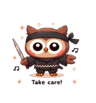 かわいい忍者のフクロウのスタンプ 001（個別スタンプ：34）